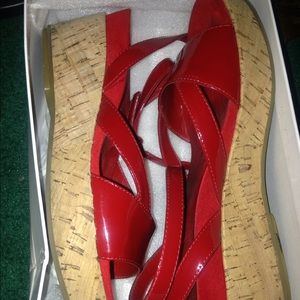 Ankle strap sandals. Inside damp from cleaning