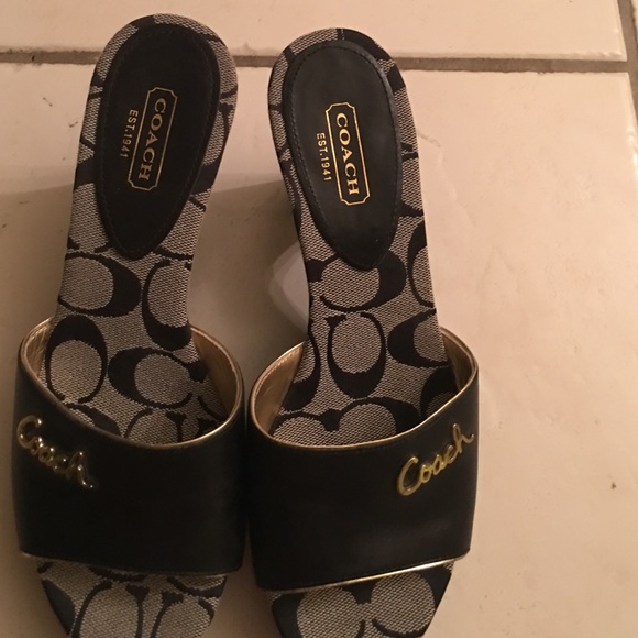 Coach Shoes - Sold out in stores black Coach sandals.