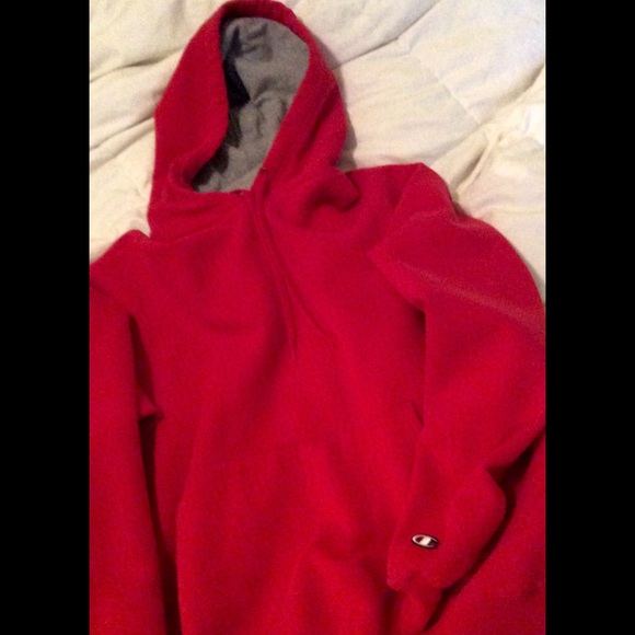 Red Hooded Sweatshirt by "Champion"  'M'