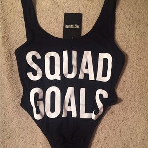 Missguided Squad Goals Black Bodysuit Size 10 US