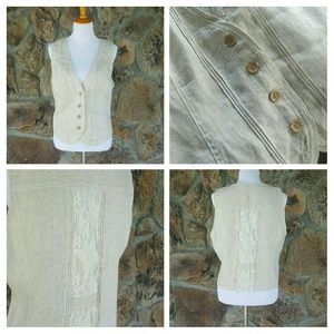 SALE     Coldwater Creek Taupe Linen Vest