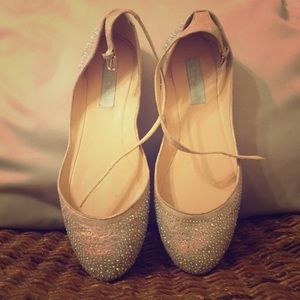 Betsey Johnson sparkly ankle strap flats