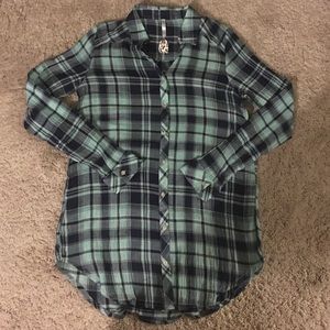 Long long-sleeved blue flannel 💙