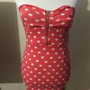 Forever 21 sweetheart cut bodycon polka dot dress