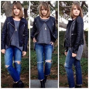 Piperlime Collection coated Moto sweater jacket XS