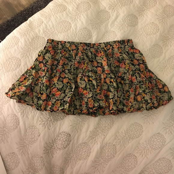 Blu Moon - Green Floral MINI Skirt