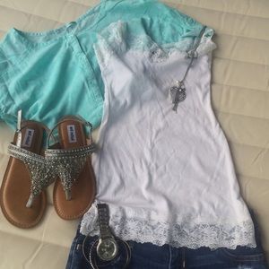 Wet seal lace, off with sparkle camisole