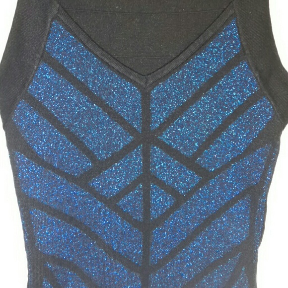 Sexy Black and Blue Rayon Bandage Dress