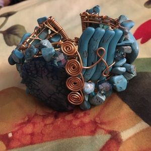 One of a Kind Turquoise and Gold Bracelet