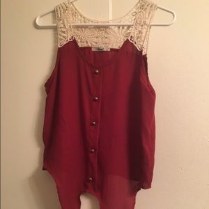 Sleeveless waist tie top