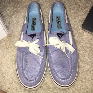 Blue Jersey Sequin Sperry Topsiders
