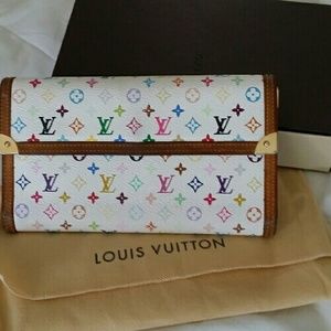 Louis Vuitton White Murakami Porte Tresor Wallet