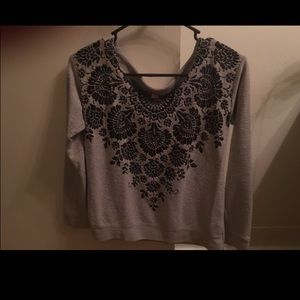 Grey and black long sleeve top