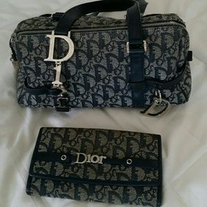 Christian Dior Fabric Shoulder Bag and Wallet