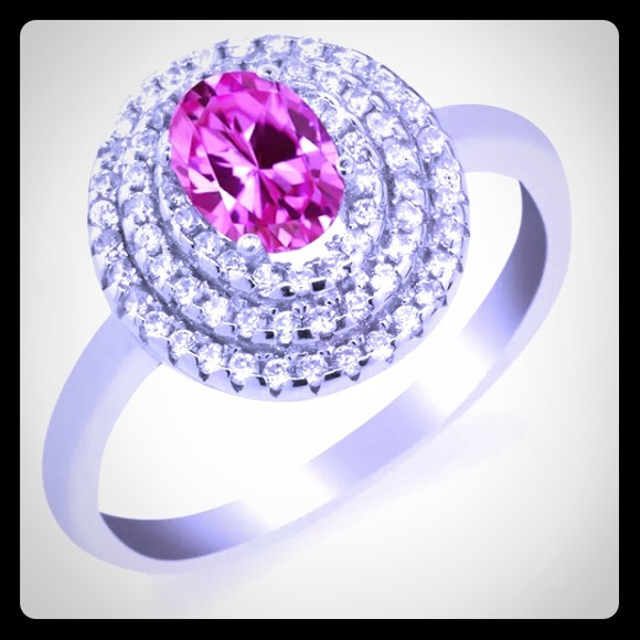 Sterling Silver Ruby Crystal Ring 💖