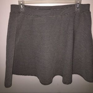 Black and White Striped Skater Skirt