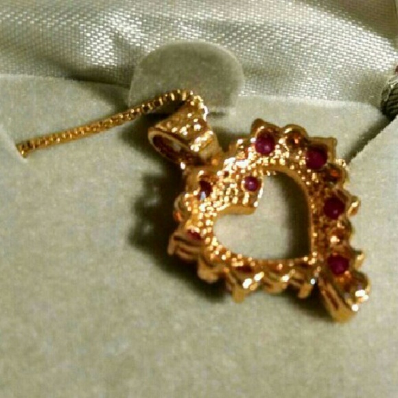 18k gold over solid silver ruby & diamond necklace - Picture 4 of 4