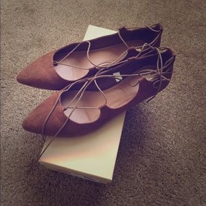brown lace up flats