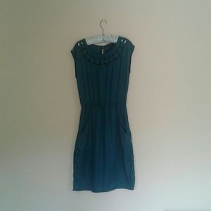 Polyester Vintage Style Teal Dress