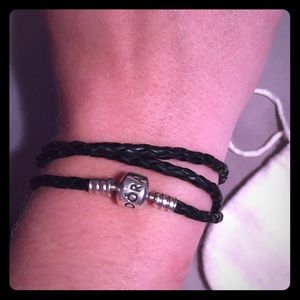 Black leather Pandora bracelet