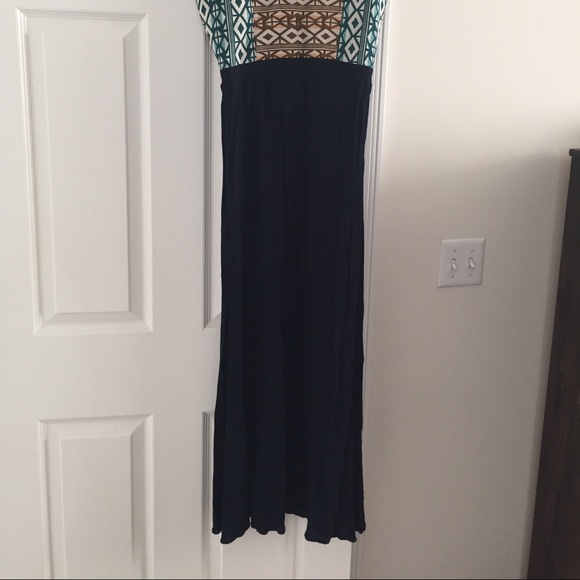 Navy maxi dress with knit top - Picture 2 of 4