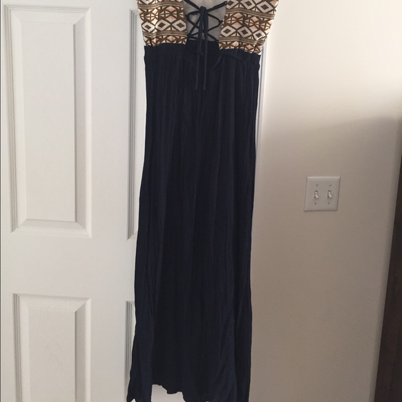 Navy maxi dress with knit top - Picture 3 of 4