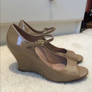 Franco Sarto Nude Patent Leather Platforms