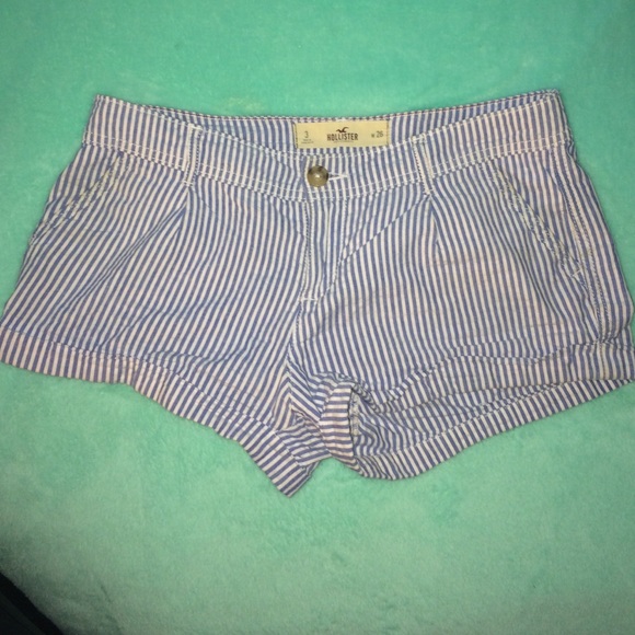 Hollister Pants - Blue& White Striped Hollister Shorts