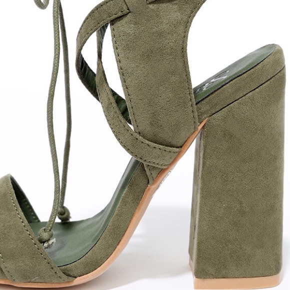 Shoes - Olive Suede Heels