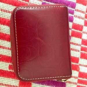 Coach Signature Leather Small Zip Wallet
