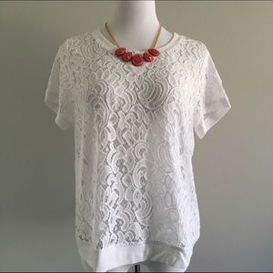 White lace front tee from The Limited