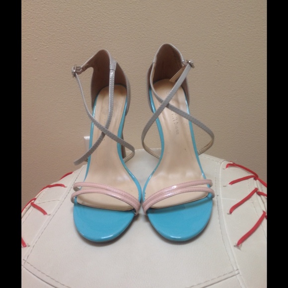 Strappy Soft Grey, Nude & Turquoise Heels