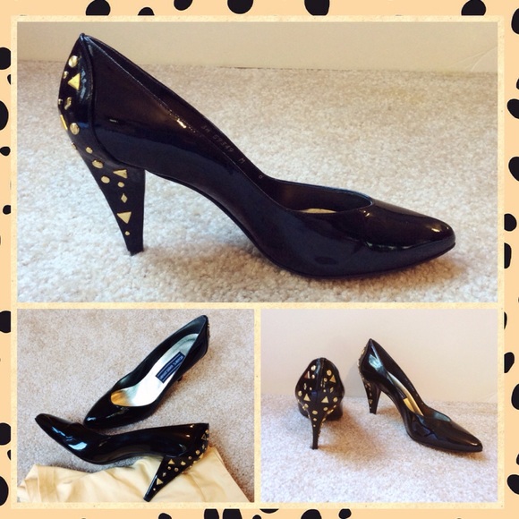 🎉SALE TODAY ONLY🎉 Leather Gold Studded Heels