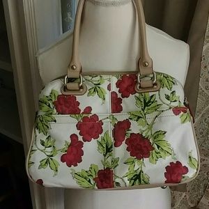 Tignanello Floral Red Satchel Purse