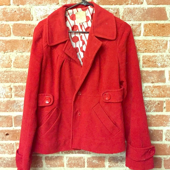 Short red pea coat