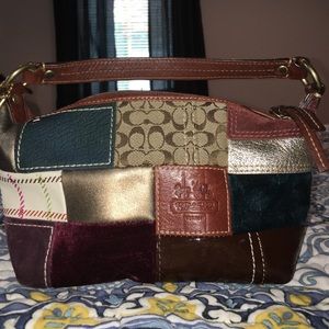Coach burgundy patchwork small purse.