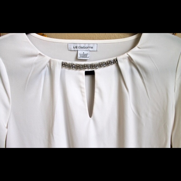 NWT Cream Beaded Blouse - Picture 2 of 4