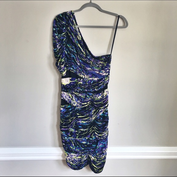BCBG Runway One-Shoulder Dress w/ Sheer Paneling