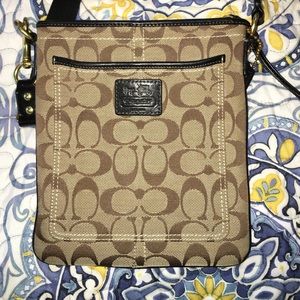 coach small crossbody purse. Signature print.