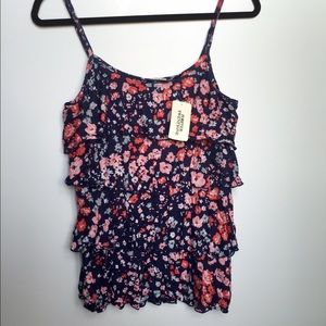 2 days left, NWT Tiered floral tank top pink blue