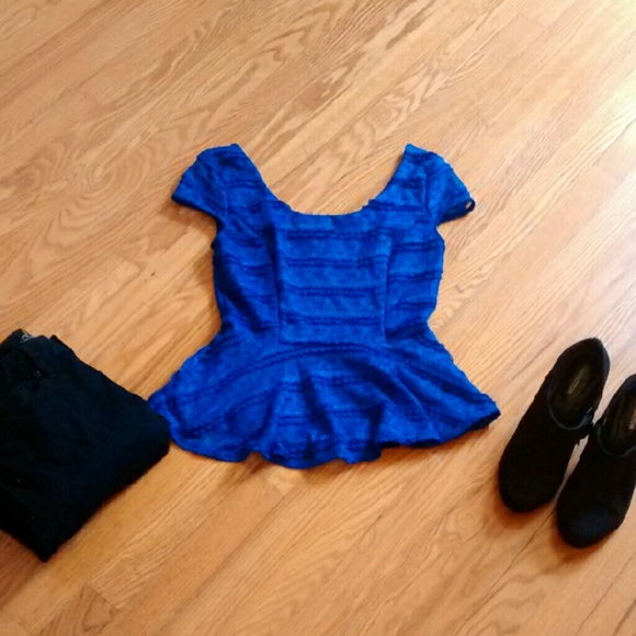 Royal blue Charlotte Russe peplum shirt
