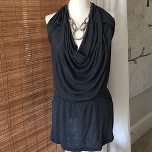 Halter Style Cowl Neck Gray Top!  Stunning! Sz S