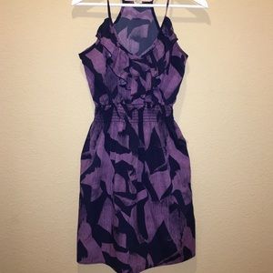 Navy and purple print dress