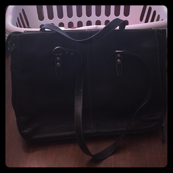 Buxton black leather laptop/work bag