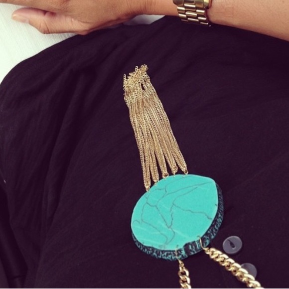Turquoise and gold statement necklace