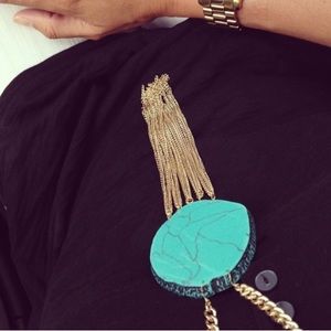 Turquoise and gold statement necklace