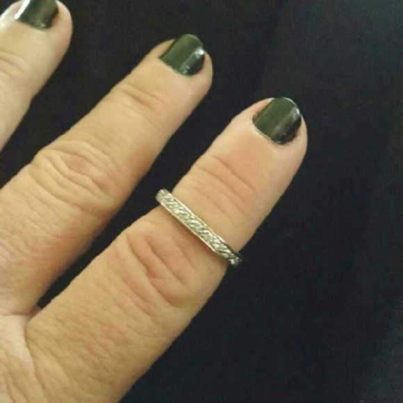 Solid sterling silver anniversary band - Picture 2 of 3