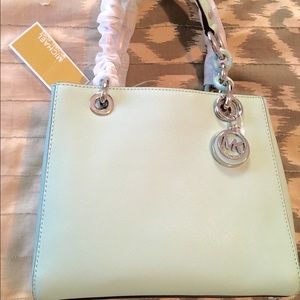 CYNTHIA SMALL SAFFIANO LEATHER SATCHEL