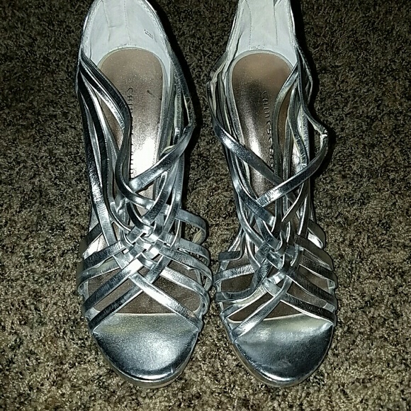 NWT Silver strappy heels - Picture 1 of 4