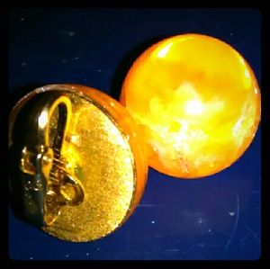 Trifari clip ons | orange crackle
